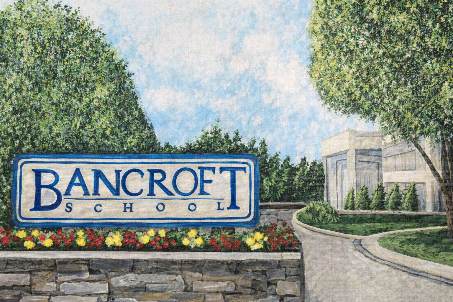 Entrance to Bancroft School in Worcester, MA a private school for students in grades PreK-12.