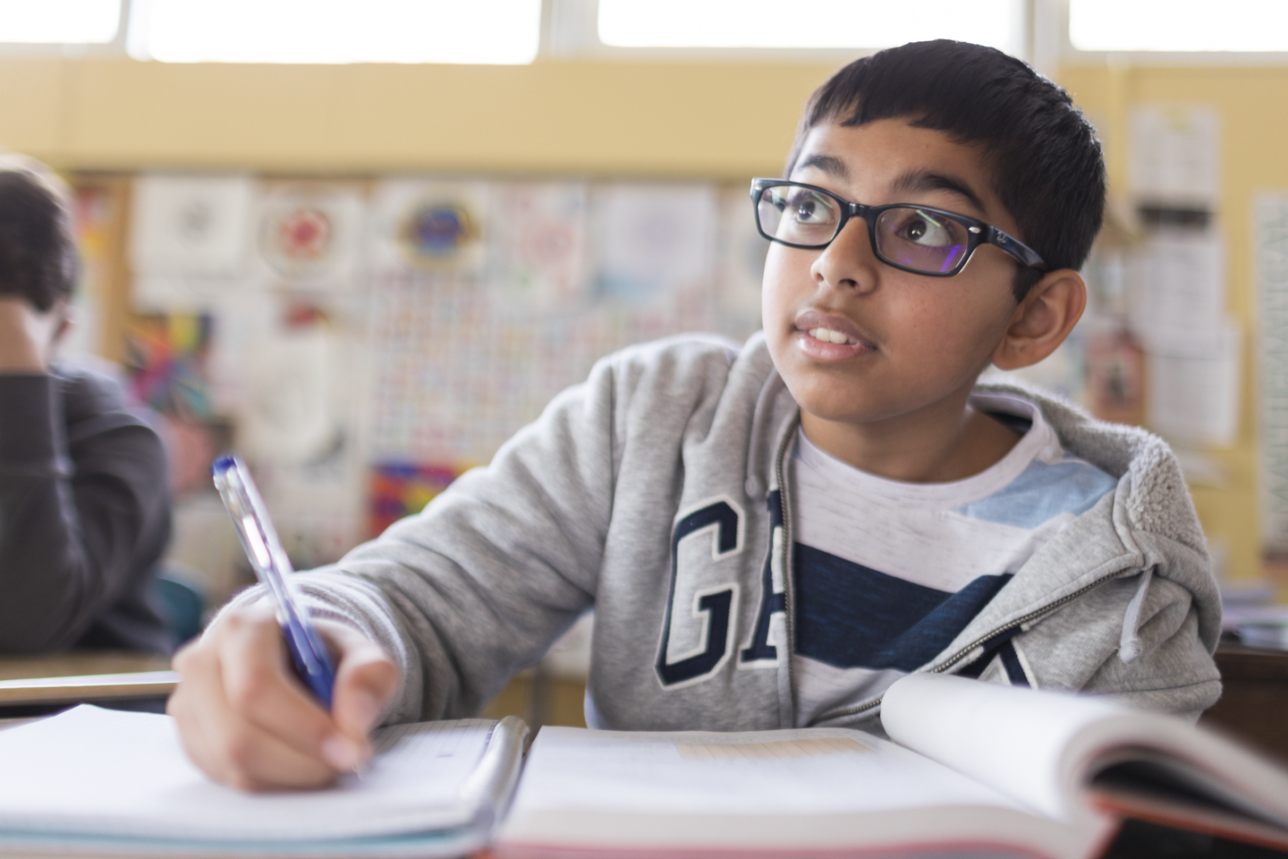 Geometry Middle School Student in Class at Bancroft School.